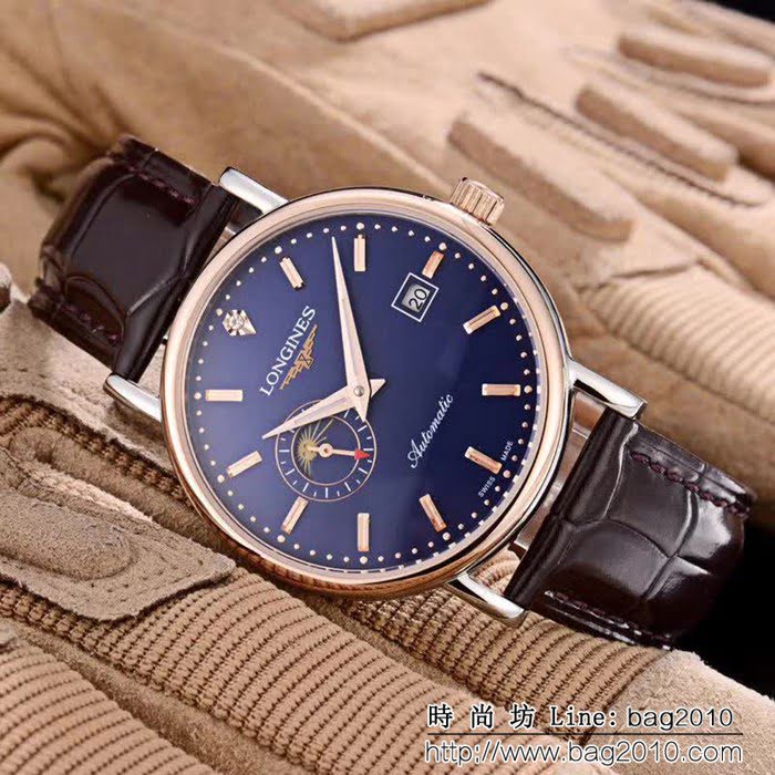 LONGINES浪琴 兩針半 小牛皮錶帶 精品男士腕表 WSS1093